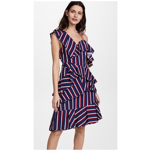 alice + olivia Laflora Asymmetrical Ruffle Dress - Picture 6 of 8